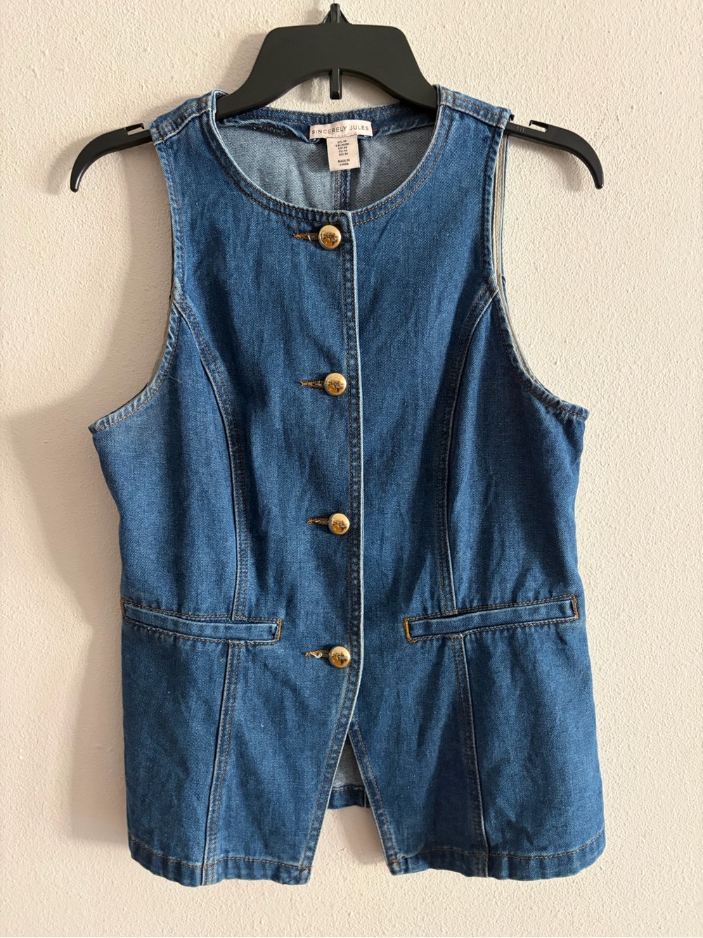 Sincerely Jules Denim Button-Front Top - Blue